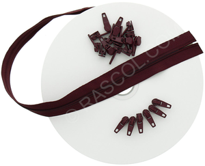 Rouleau de 10 mètres de fermeture nylon - Bordeaux