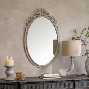 Wilton Grey Ribbon Top Oval Mirror