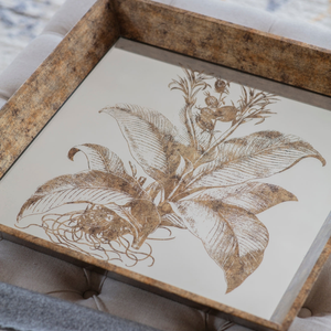 Waltham Square Mirrored Floral Tray