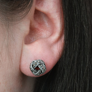 Signature Silver Marcasite Knot Stud Earrings