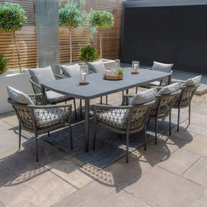 Maze - Monaco Rope Weave 8 Seat Rectangular Dining Set - Ivy Green