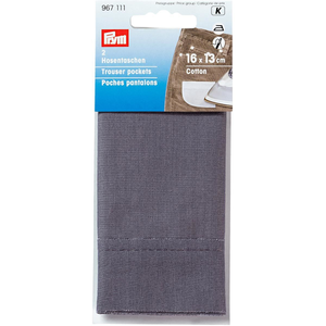 Lot de 2 demi-poches de pantalon thermocollantes grises