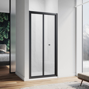 ELEGANT Matt Black 860mm Bi-Fold Shower Door