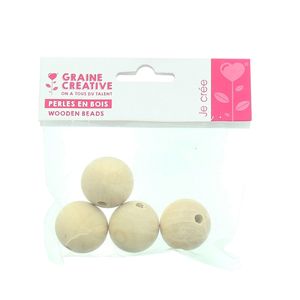 Perles en bois naturel pour macramé 30 mm