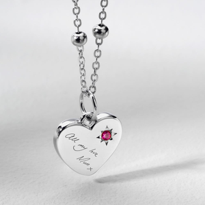 CANDY Love Silver & Ruby Heart Handwriting Necklace