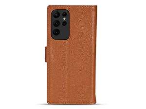 Premium Leather Wallet Case for Samsung Galaxy S25 Ultra - Caramel