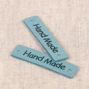 Lot de 6 étiquettes simili - Hand Made bleu