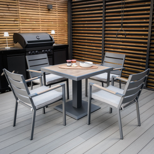 Maze - Vancouver 4 Seat Aluminium Square Dining Set - Dove Grey