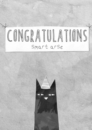 Cheeky Black Cat Illustrated Congratulations Card