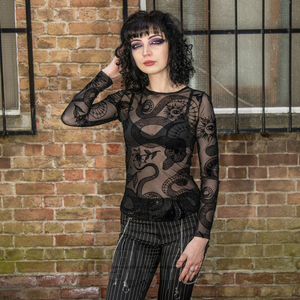 Hell Bunny Snake Charmer Mesh Top (Black)