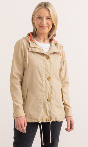 Anna Rose Hooded Lightweight Jacket - Beige