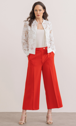 Wide Leg Trousers - Scarlet