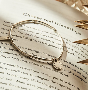Silver Mini Noodle Sparkle Rice Friendship Disc Bracelet