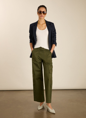 Zenya Organic Cotton Wide Leg Cargo Trousers - UK 12 | EU 38 | US 08 / Dark Olive