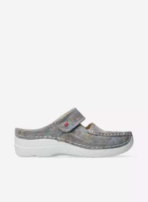Roll Slipper - taupe floral suede - Grey, 39