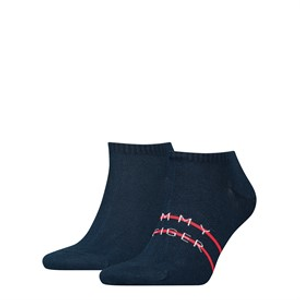 Tommy Hilfiger Mens TH Stripe Two Pack Trainer Socks Navy