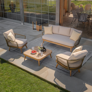 Maze - Bali Rope Weave 3 Seat Sofa Set with Large Square Coffee Table