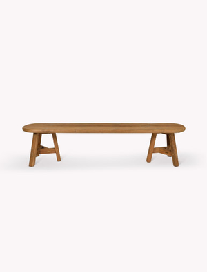 Hawthorne Oval Dining Bench - Reclaimed Teak, Natural