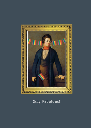 Funny Retro Portrait With Pride Bunting Birthday Card