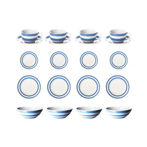 Cornish Blue® 16 Piece Dinner set with Cups and Saucers