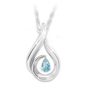 Genuine Blue Topaz I Miss You Pendant Necklace
