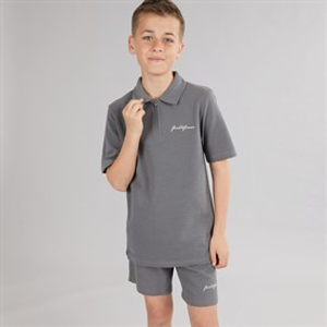 JACK & JONES Boys Basic Zip Polo Shirt And Shorts Set Castlerock