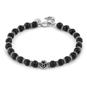 Instinct Stainless Steel Lava Stones Taurus Zodiac Bracelet