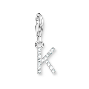 Classic Silver Zirconia Letter K Charm