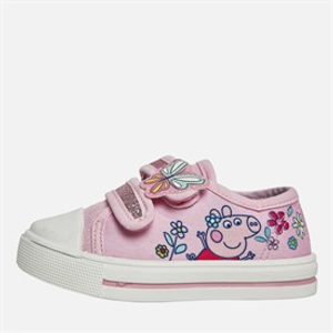 Peppa Pig Girls Twin Bar Canvas Pumps Pink