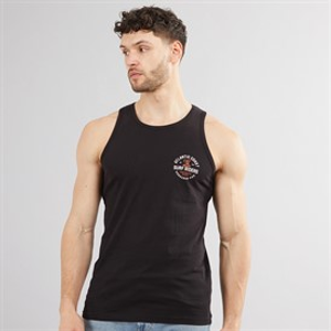 Kangaroo Poo Mens Printed Muscle Back Vest Black/White