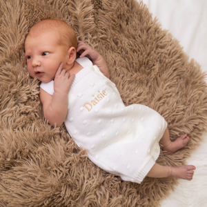 White Bubble Knit Romper