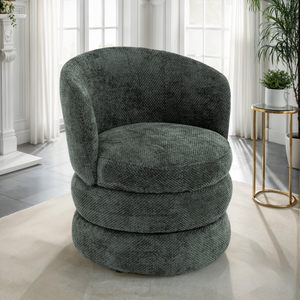 Woven Chenille Green Tilly Accent Swivel Chair