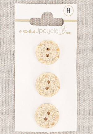 Carte de 3 boutons écru 15 mm 2 trous - Mouchetés