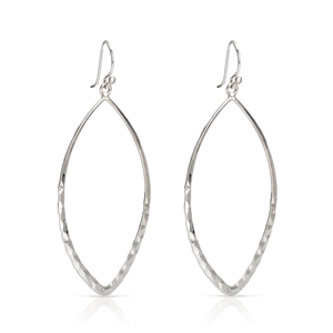 Signature Silver Open Marquise Hammered Drop Earrings