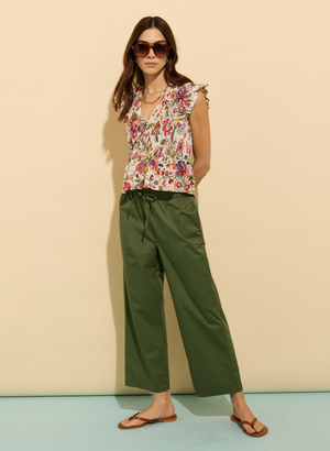 Breanna Organic Cotton Straight Crop Trousers - UK 10 | EU 36 | US 06 / Light Khaki