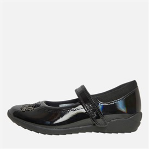 Clarks Girls Vibrant Trail E-Fit Mary Jane Shoes Black Patent