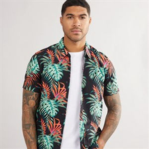 THREADBARE Mens Knight Short Sleeve Shirt Black