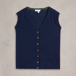 White Stuff Nova Linen Blend Tank Top Dark Navy Size 16