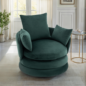 Velvet Bottle Green Teri Accent Swivel Chair