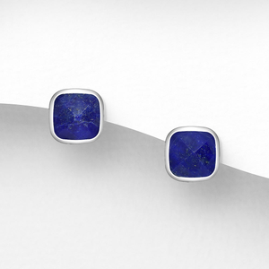 Signature Silver Lapis Lazuli Square Stud Earrings