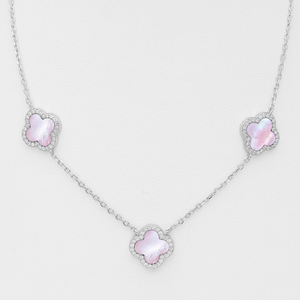 Signature Silver Pink Pearl Three Clover Necklace