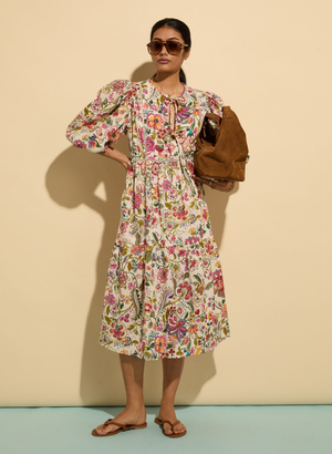 Isabelle Organic Cotton Kaftan Dress - UK 08 | EU 36 | US 04 / Pink Garden Floral