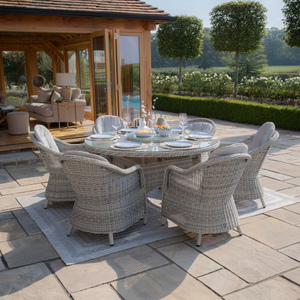 Maze - Oxford 6 Seat Round Dining Set with Heritage Dining Chairs & Woven Lazy Susan