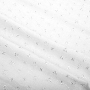 Tissu broderie anglaise chemin de fleurs - Blanc