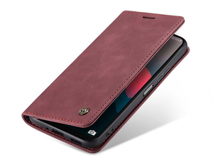 CaseMe Slim Synthetic Leather Wallet Case with Stand for Samsung Galaxy A26 - Burgundy