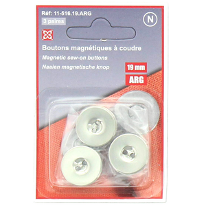Set de 3 boutons magnétiques à coudre - Argent