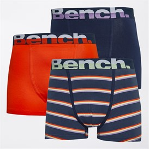 Bench Mens Curt Three Pack Boxers Yarn Dyed Stripes/Navy/Orange