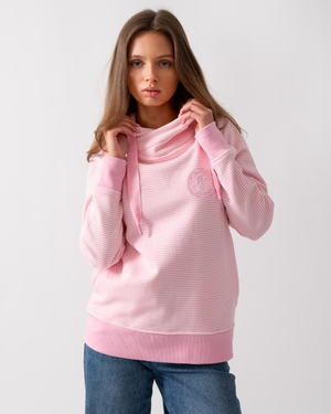 Joules Rushton Womens Cowl Neck Hoodie - Pink Stripe