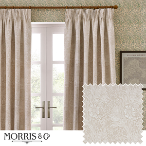 Morris & Co. Marigold Jacquard Floral Ready Made Pencil Pleat Curtains Stone