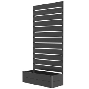 Outsunny Raised Bed for Garden, Planter with Trellis for Climbing Plants, Vines, Planter Box with Drainage Gap, Black